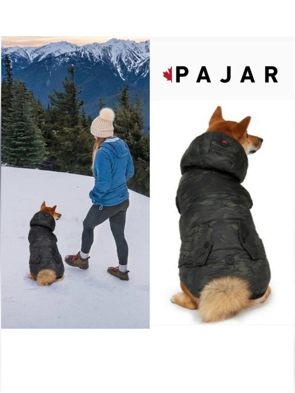 PAJAR CANADA PUP REVERSIBLE CAMOUFLAGE HOODED DOG PUFFER JACKET M